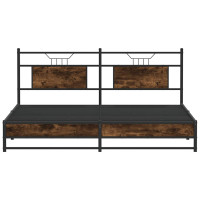 Produktbild för Sängram utan madrass metall rökfärgad ek 183x213 cm