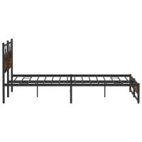 Produktbild för Sängram utan madrass metall rökfärgad ek 183x213 cm