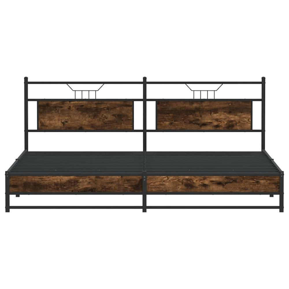 Produktbild för Sängram utan madrass metall rökfärgad ek 193x201 cm