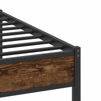 Produktbild för Sängram utan madrass metall rökfärgad ek 193x201 cm