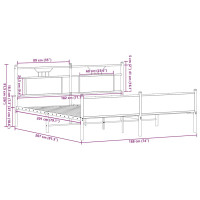 Produktbild för Sängram utan madrass metall rökfärgad ek 180x200 cm
