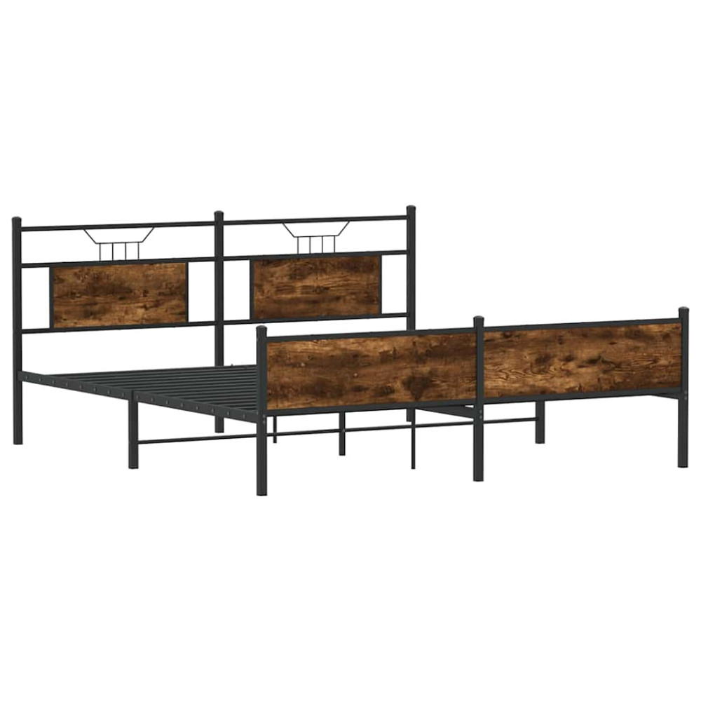 Produktbild för Sängram utan madrass metall rökfärgad ek 180x200 cm