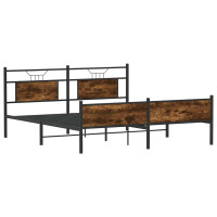 Produktbild för Sängram utan madrass metall rökfärgad ek 180x200 cm