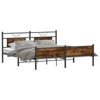 Produktbild för Sängram utan madrass metall rökfärgad ek 180x200 cm