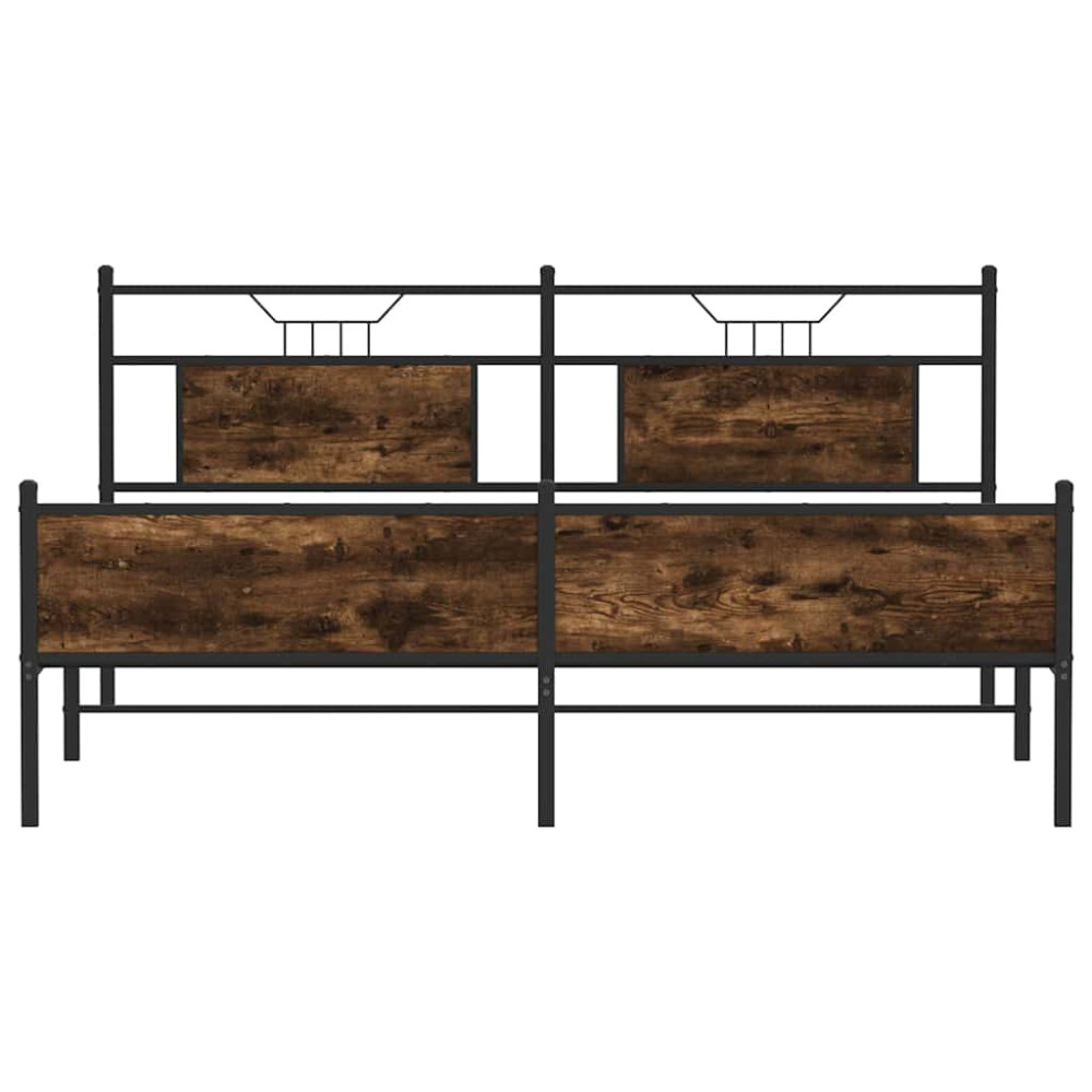 Produktbild för Sängram utan madrass metall rökfärgad ek 180x200 cm