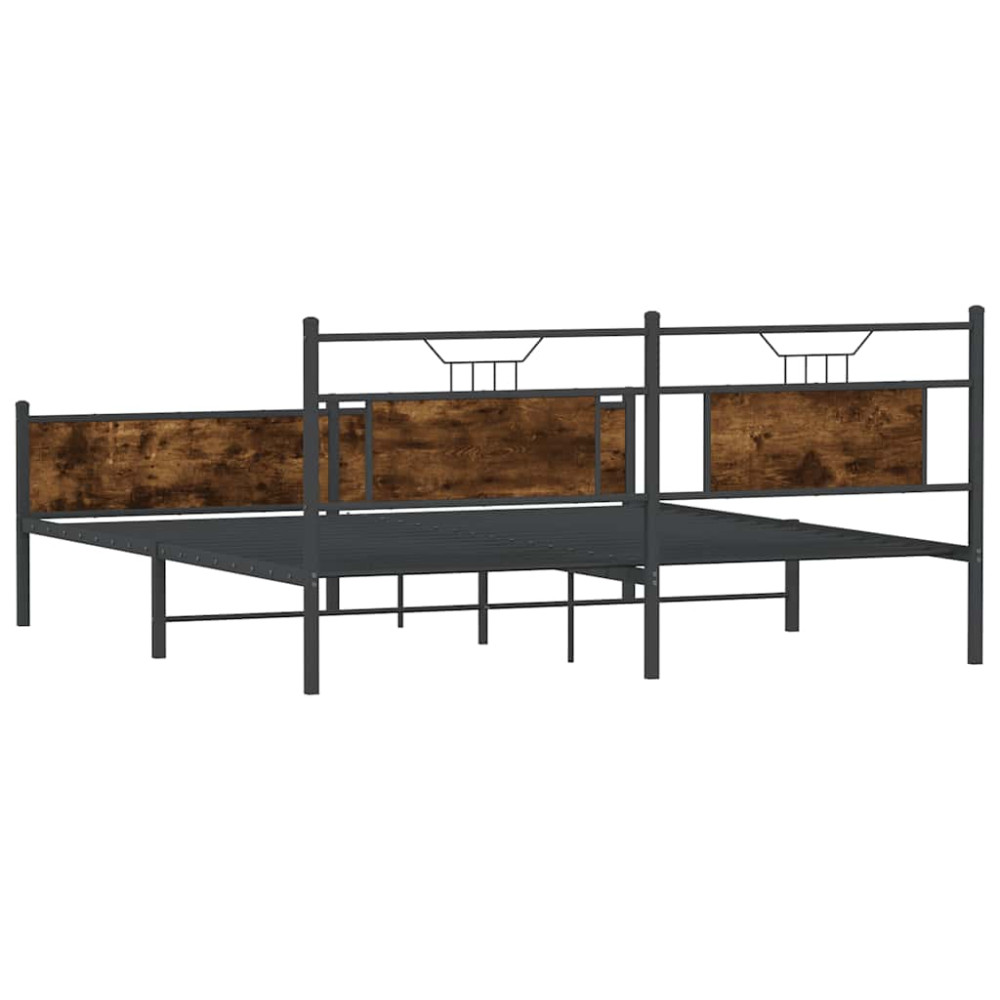 Produktbild för Sängram utan madrass metall rökfärgad ek 180x200 cm