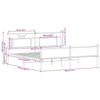 Produktbild för Sängram utan madrass metall rökfärgad ek 183x213 cm