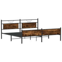 Produktbild för Sängram utan madrass metall rökfärgad ek 183x213 cm