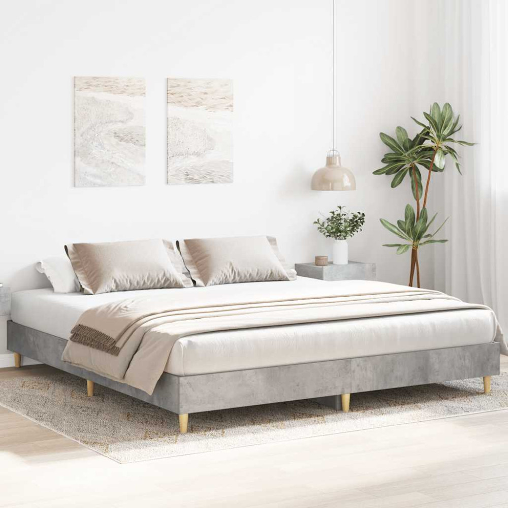 Produktbild för Sängram utan madrass betonggrå 180x200cm konstruerat trä
