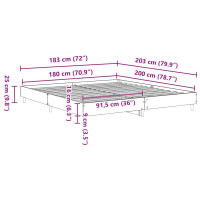 Produktbild för Sängram utan madrass betonggrå 180x200cm konstruerat trä