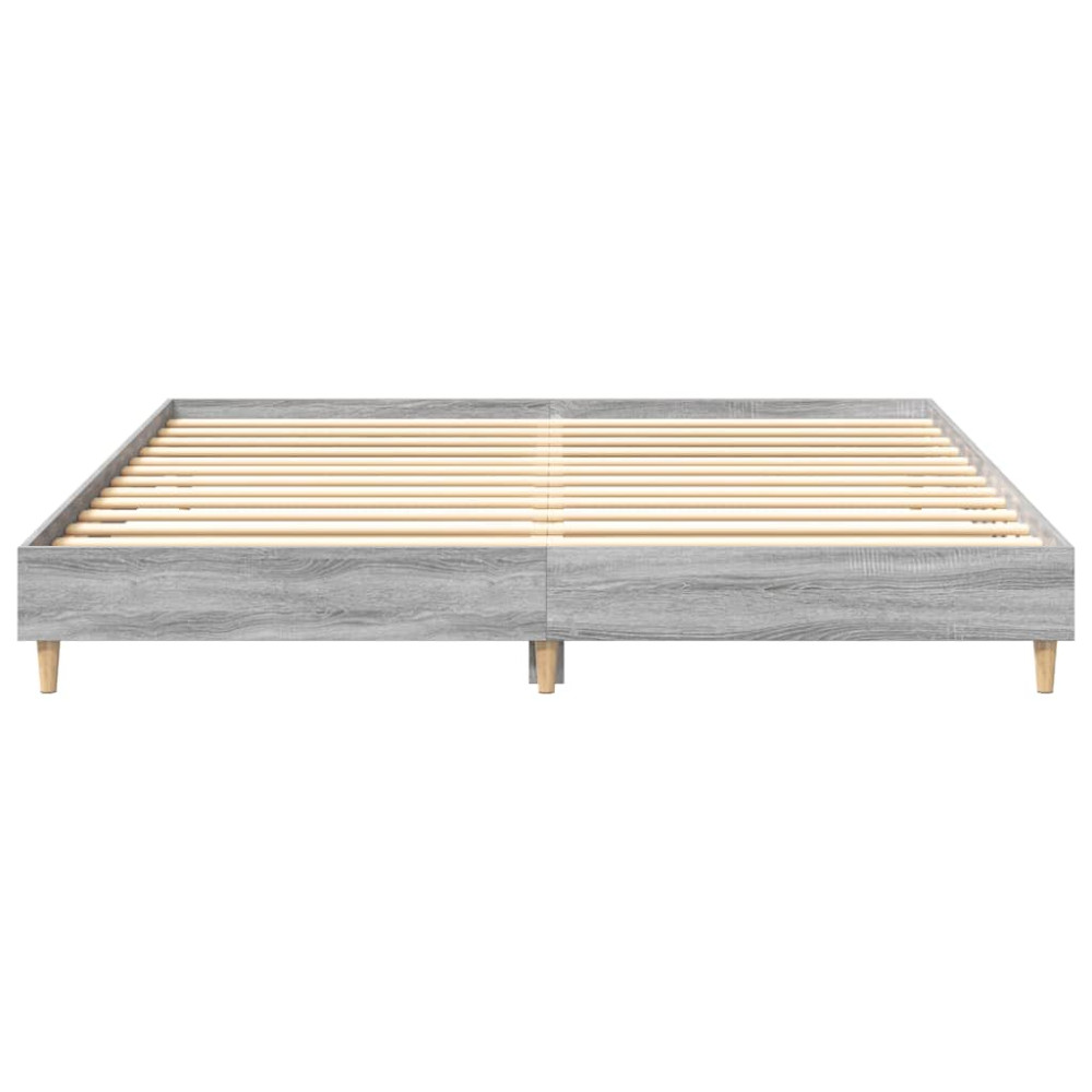 Produktbild för Sängram utan madrass grå Sonoma 160x200cm konstruerat trä