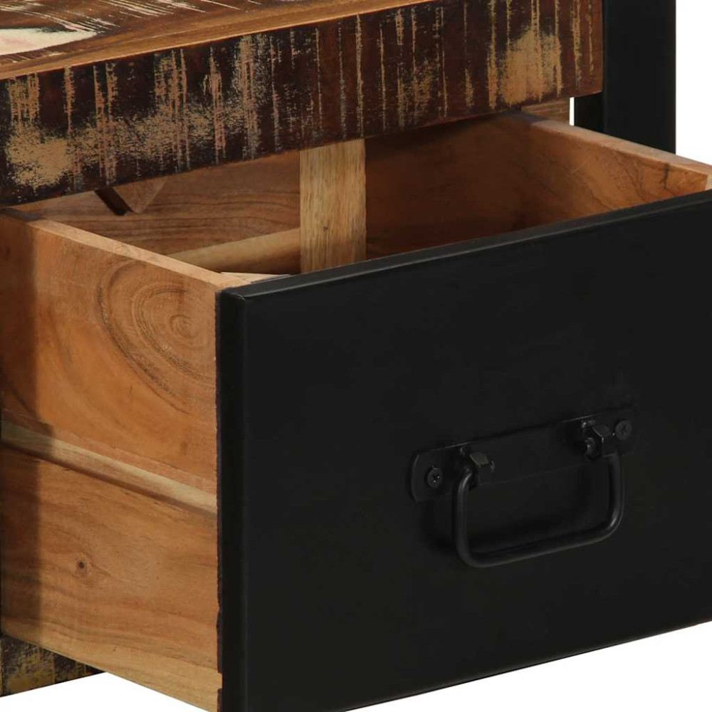 Produktbild för Sängbord 2 st flerfärgad 40x35x25 cm massivt trä återvunnet