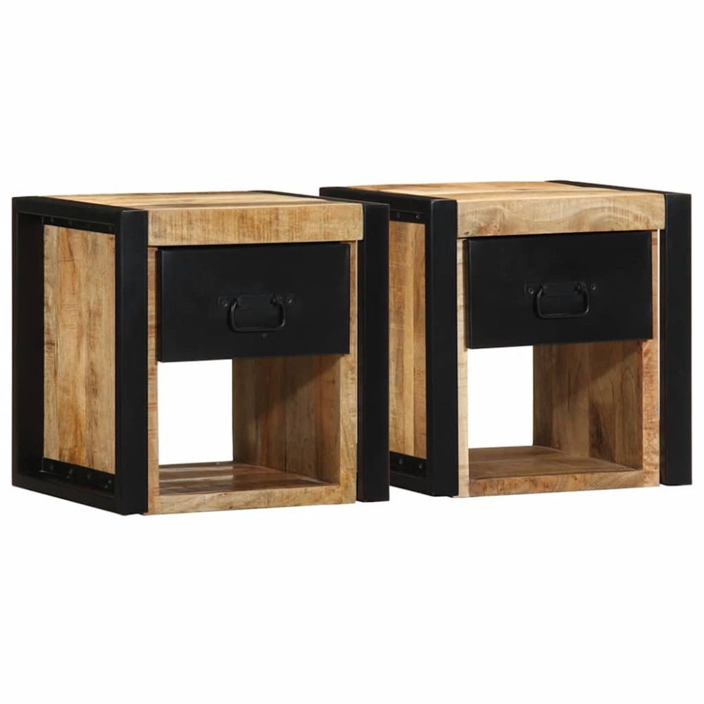 Produktbild för Sängbord 2 st 40x35x40 cm massivt grovt trä mango