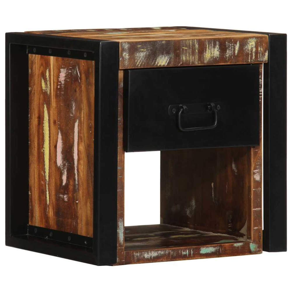 Produktbild för Sängbord 2 st flerfärgad 40x35x40 cm massivt trä återvunnet