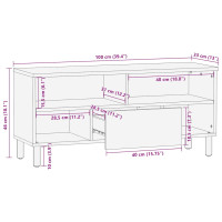 Produktbild för TV-bänk brun 100x33x46 cm massivt trä mango