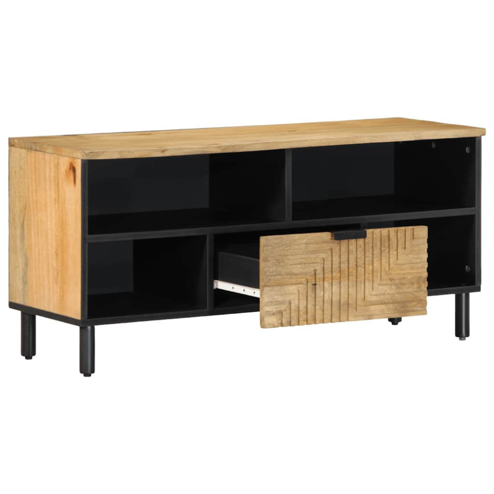 Produktbild för TV-bänk brun 100x33x46 cm massivt trä mango