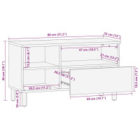 Produktbild för TV-bänk brun 80x33x46 cm mango i massivt trä