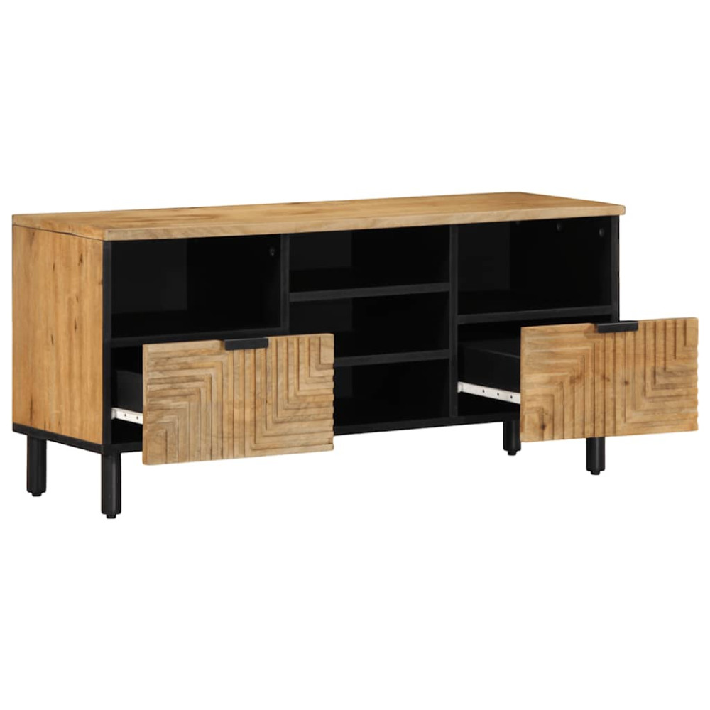 Produktbild för TV-bänk brun 100x33x46 cm massivt trä mango