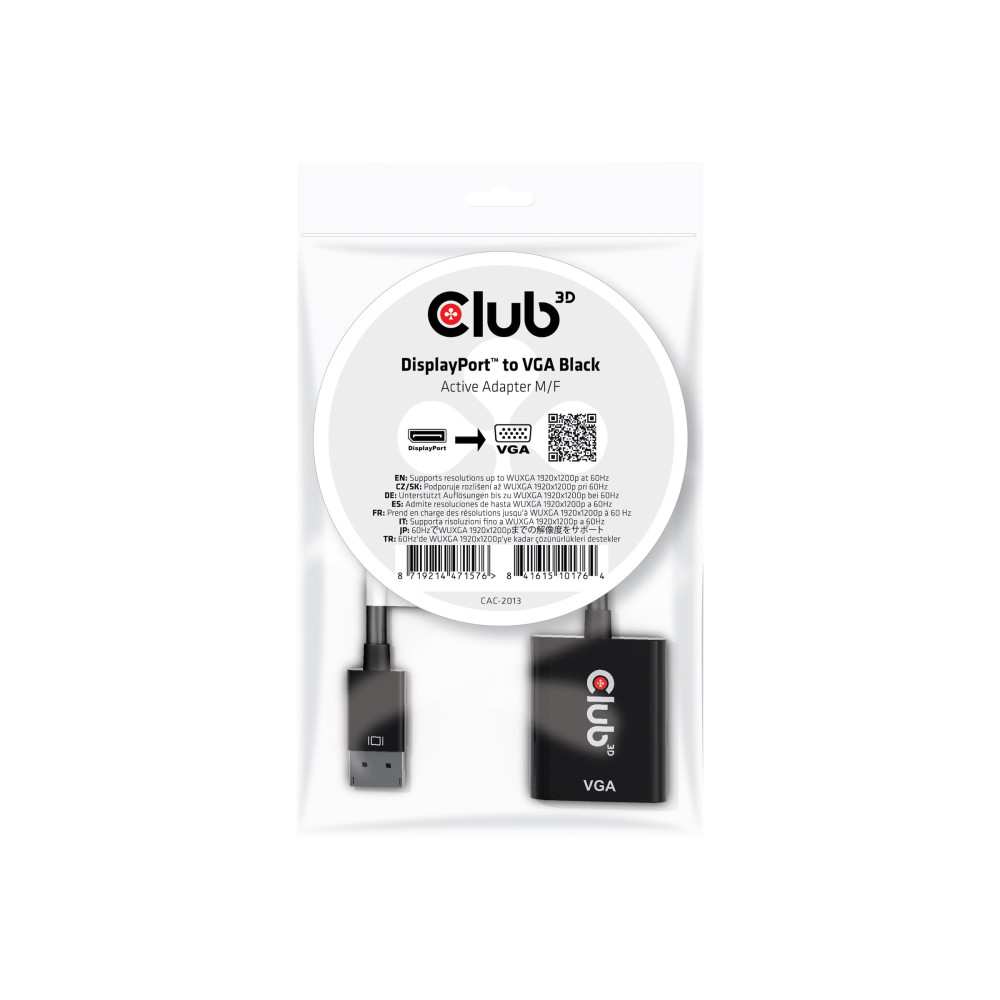 Produktbild för Club 3D - videokort - DisplayPort till HD-15 (VGA) - 22.86 m