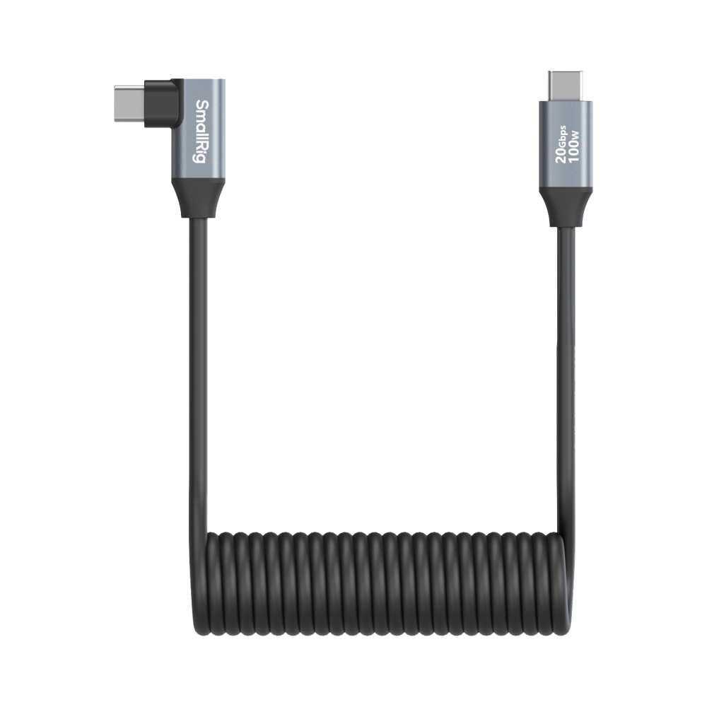 Produktbild för SmallRig 4792 USB-C Straight to USB-C Angled Coiled Data Cable