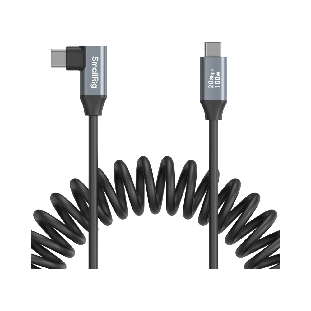 Produktbild för SmallRig 4792 USB-C Straight to USB-C Angled Coiled Data Cable