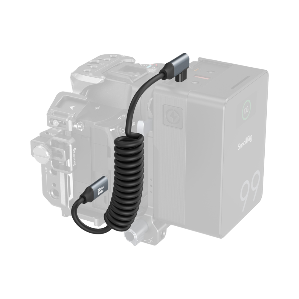 Produktbild för SmallRig 4792 USB-C Straight to USB-C Angled Coiled Data Cable