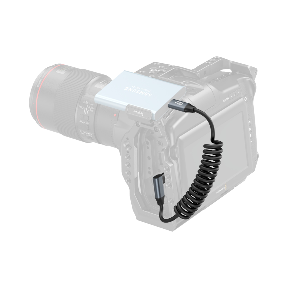 Produktbild för SmallRig 4792 USB-C Straight to USB-C Angled Coiled Data Cable