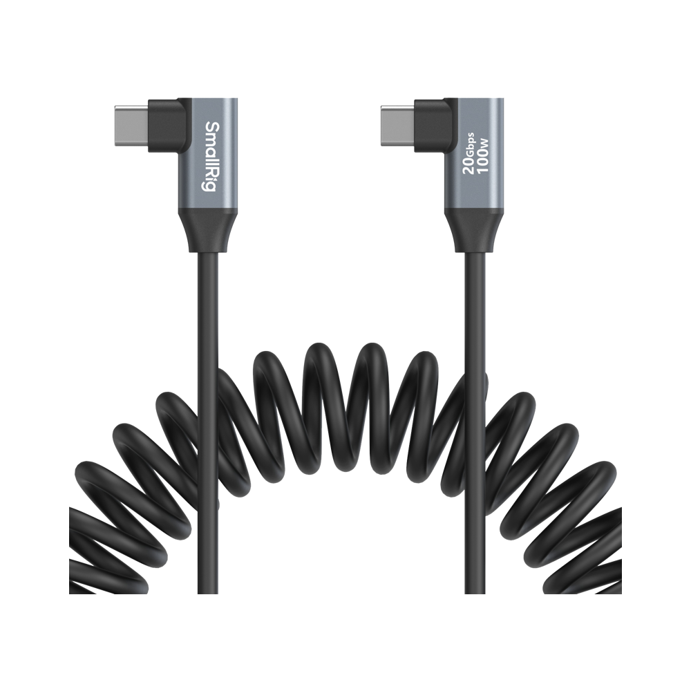 Produktbild för SmallRig 4793 USB-C Angled to USB-C Angled Coiled Data Cable