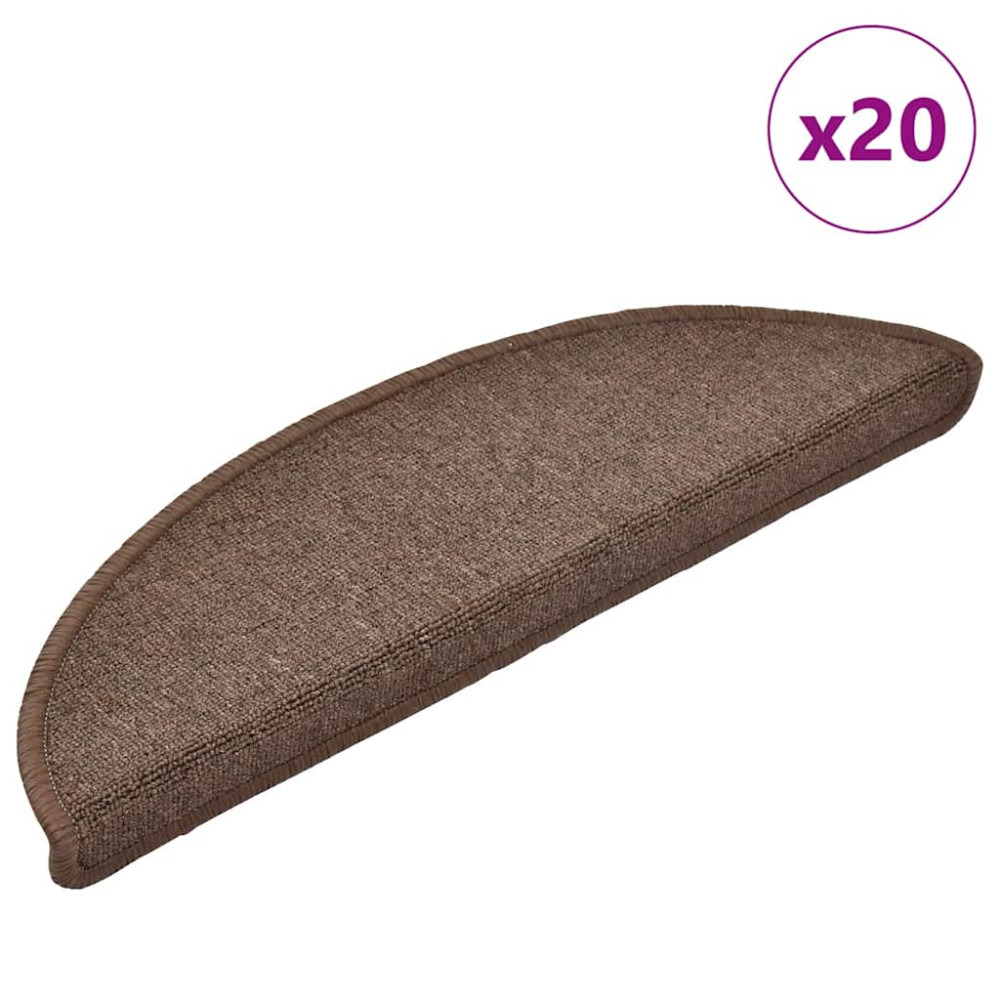 Produktbild för Trappmattor 20 st 56x17x3 cm kaffebruna halvrunda