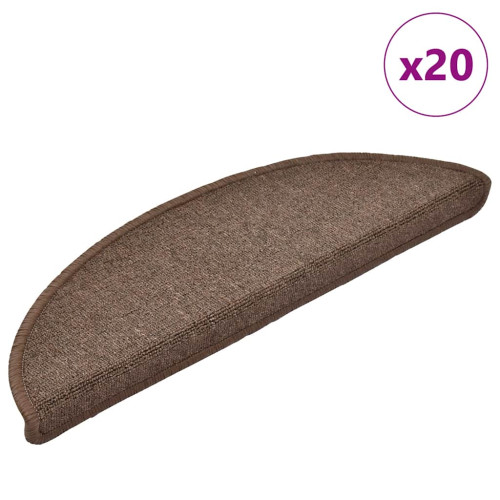 vidaXL Trappmattor 20 st 56x17x3 cm kaffebruna halvrunda