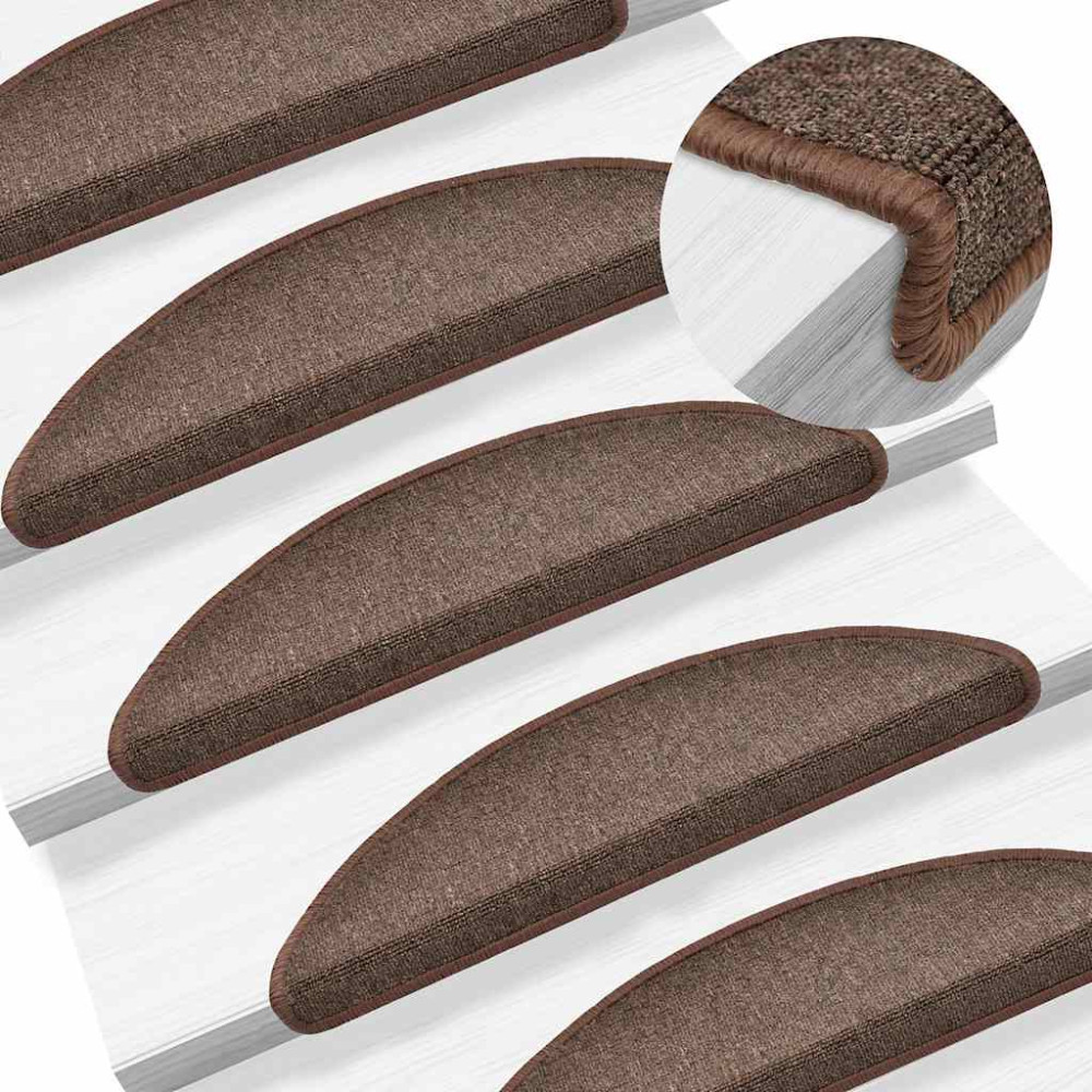 Produktbild för Trappmattor 20 st 56x17x3 cm kaffebruna halvrunda