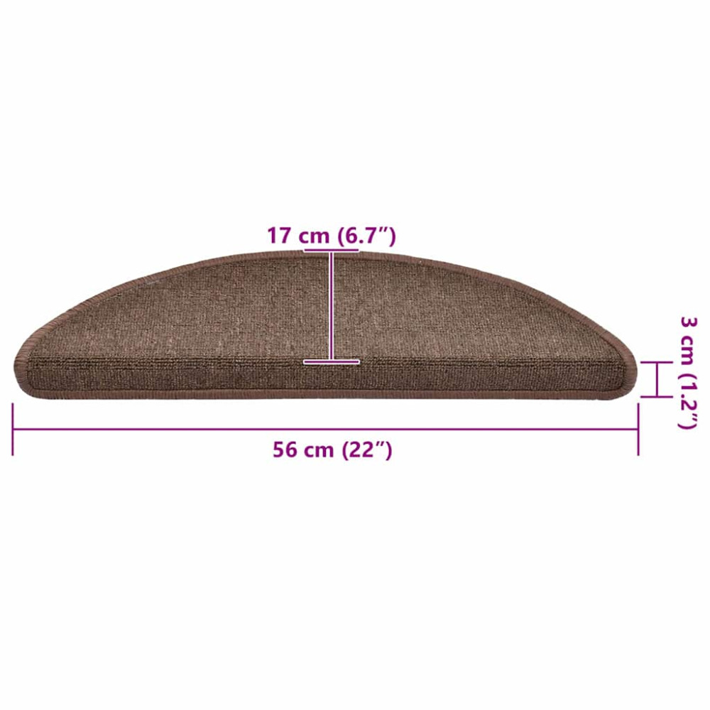 Produktbild för Trappmattor 20 st 56x17x3 cm kaffebruna halvrunda