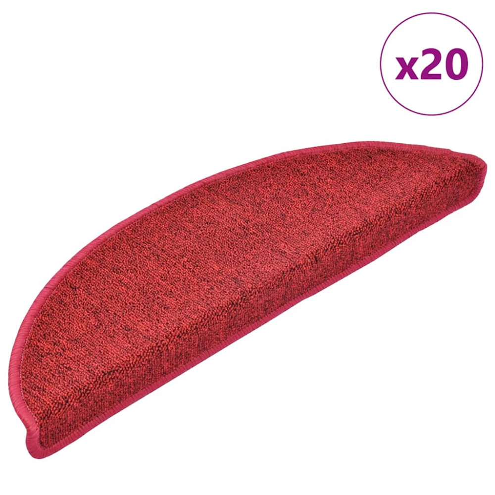 Produktbild för Trappmattor 20 st 56x17x3 cm röd halvrunda