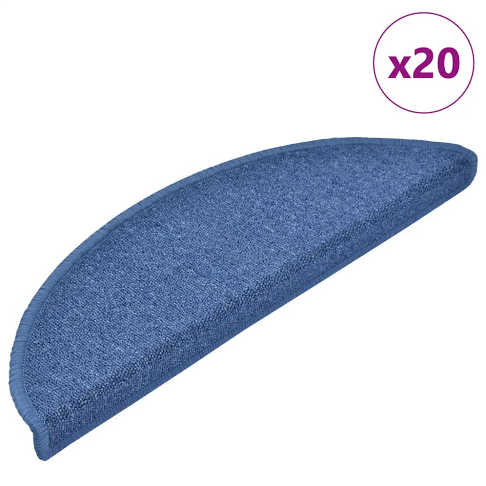 Produktbild för Trappmattor 20 st 56x17x3 cm blå halvrunda