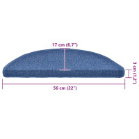 Produktbild för Trappmattor 20 st 56x17x3 cm blå halvrunda