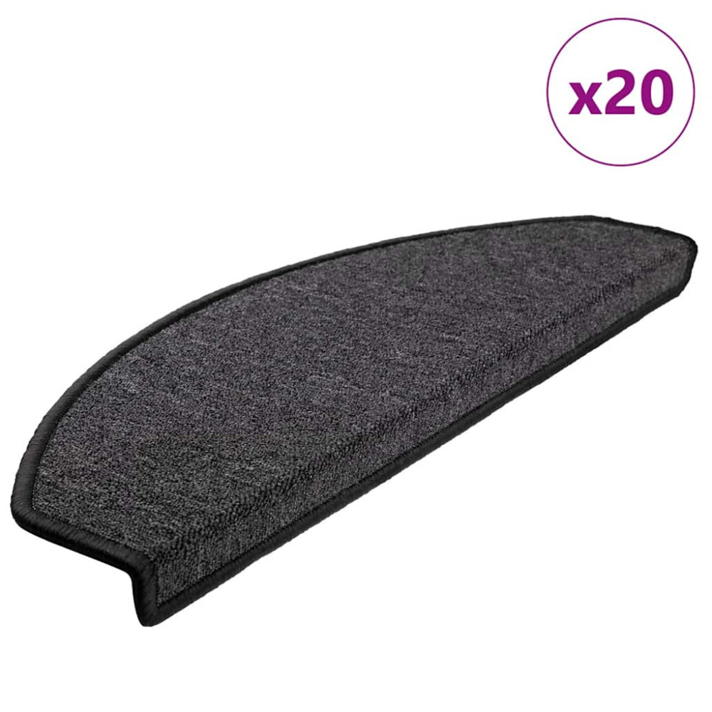 Produktbild för Trappmattor 20 st 65x24x4 cm antracit halvrunda stora