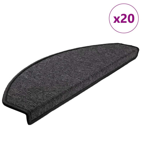 vidaXL Trappmattor 20 st 65x24x4 cm antracit halvrunda stora
