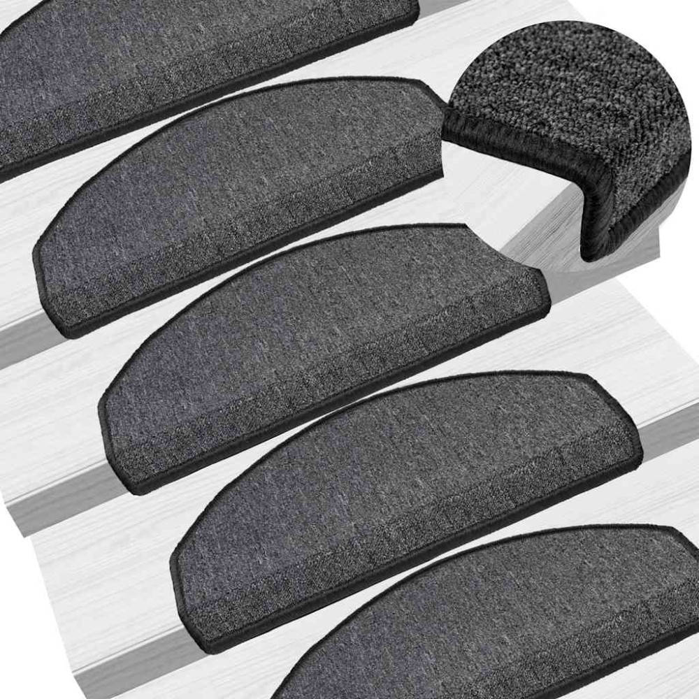 Produktbild för Trappmattor 20 st 65x24x4 cm antracit halvrunda stora