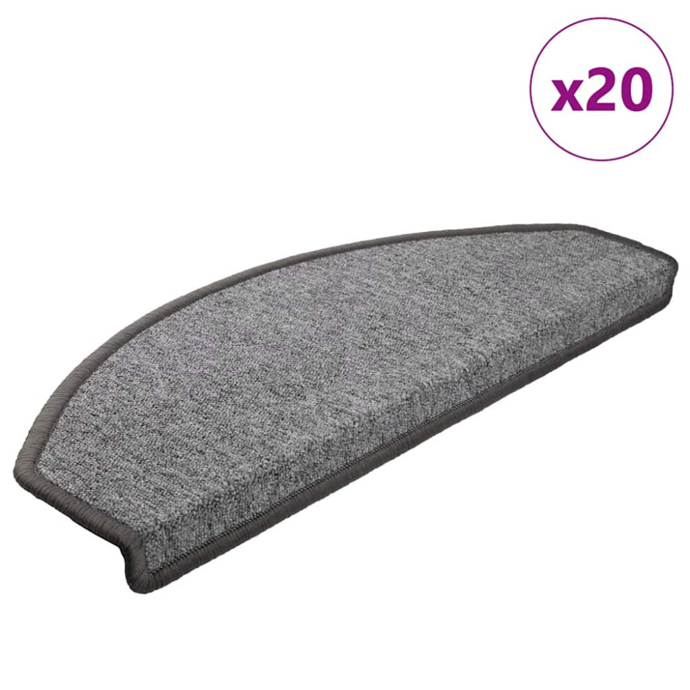 Produktbild för Trappmattor 20 st 65x24x4 cm mörkgrå halvrunda stora