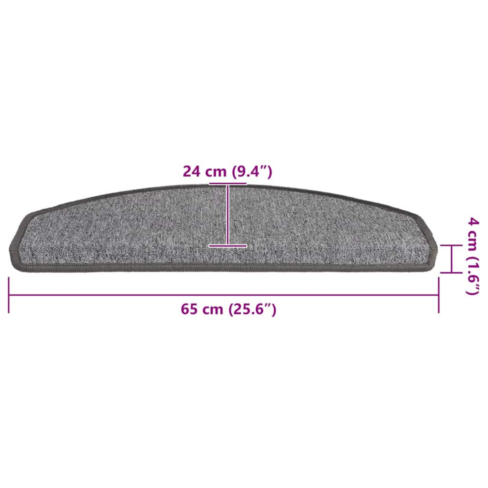 Produktbild för Trappmattor 20 st 65x24x4 cm mörkgrå halvrunda stora