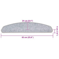 Produktbild för Trappmattor 20 st 65x24x4 cm ljusgrå halvrunda stora