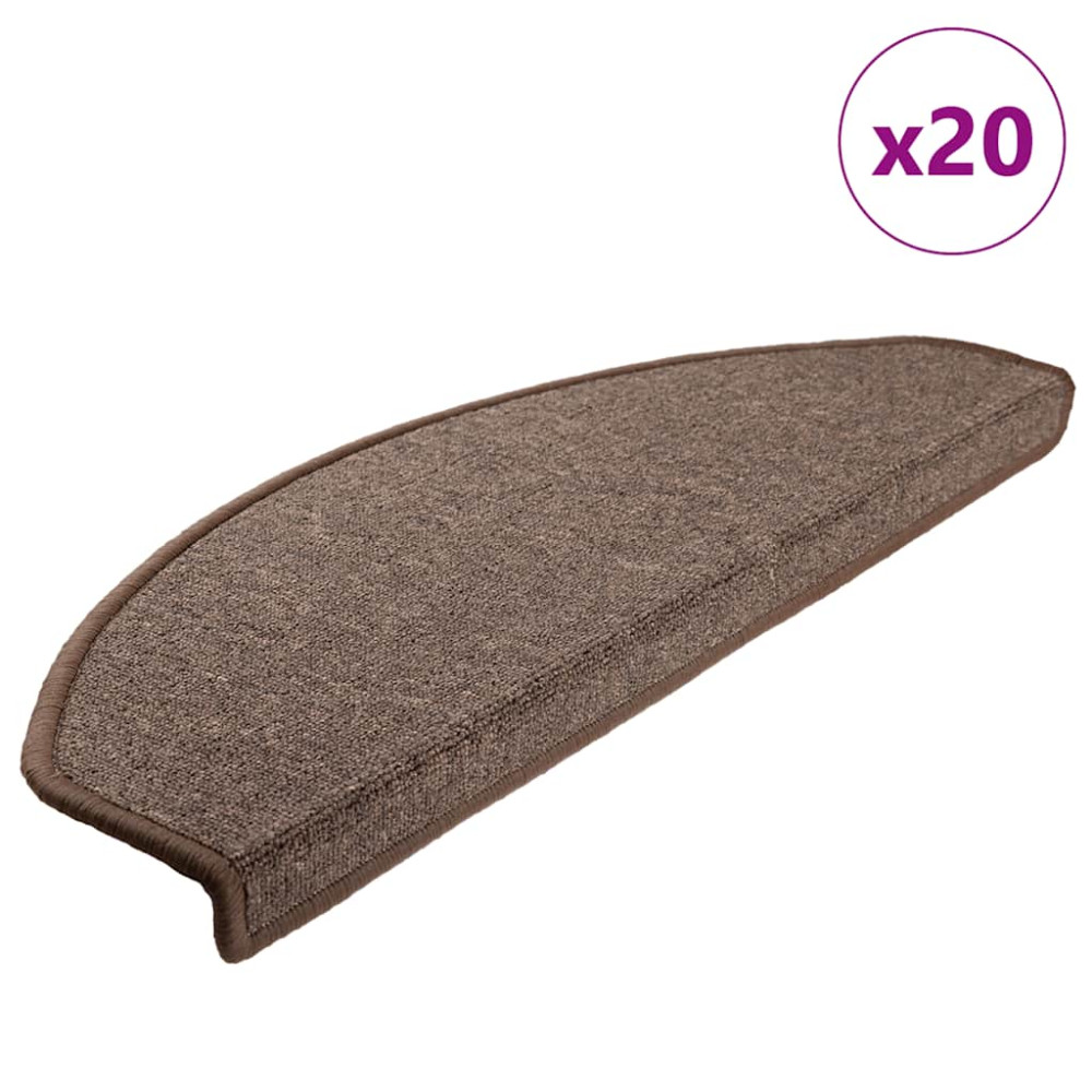 Produktbild för Trappmattor 20 st 65x24x4 cm kaffebruna halvrunda stora