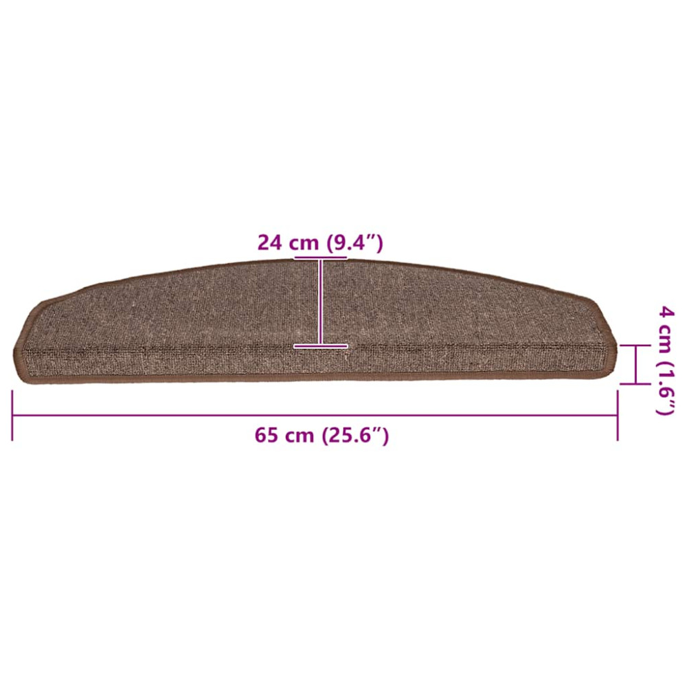 Produktbild för Trappmattor 20 st 65x24x4 cm kaffebruna halvrunda stora