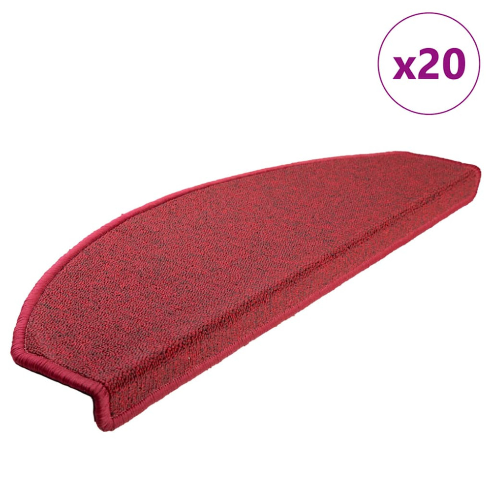 Produktbild för Trappmattor 20 st 65x24x4 cm röd halvrunda stora