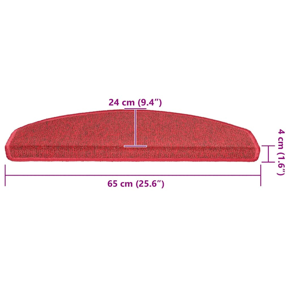Produktbild för Trappmattor 20 st 65x24x4 cm röd halvrunda stora