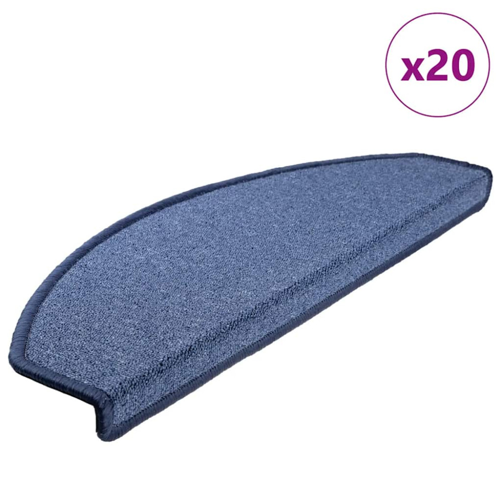Produktbild för Trappmattor 20 st 65x24x4 cm blå halvrunda stora