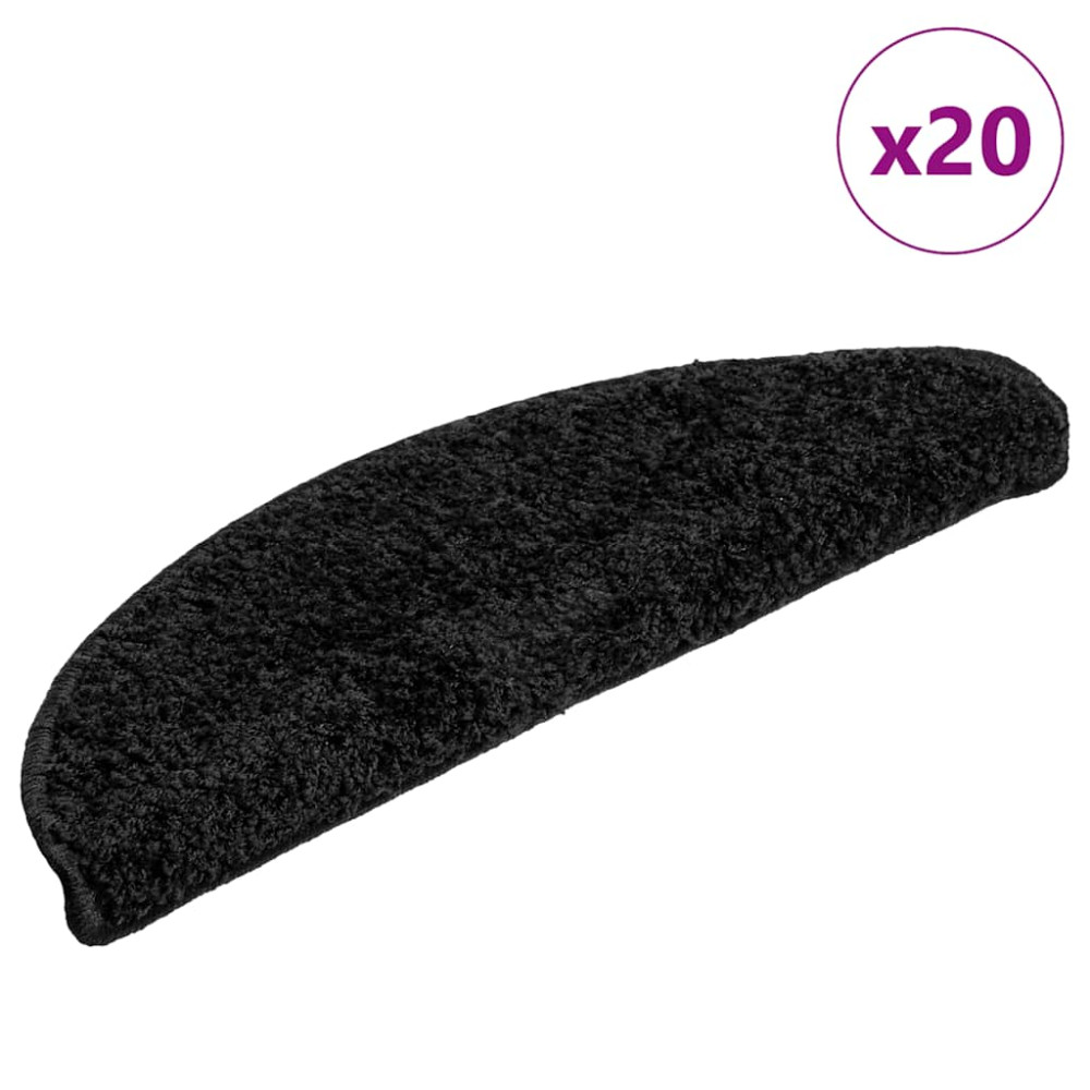 Produktbild för Trappmattor 20 st 56x17x3 cm svarta halvrunda