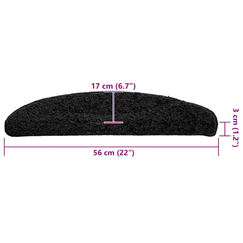 Produktbild för Trappmattor 20 st 56x17x3 cm svarta halvrunda