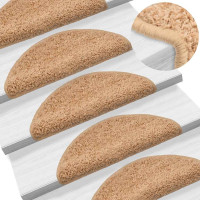 Produktbild för Trappmattor 20 st 56x17x3 cm beige halvrunda