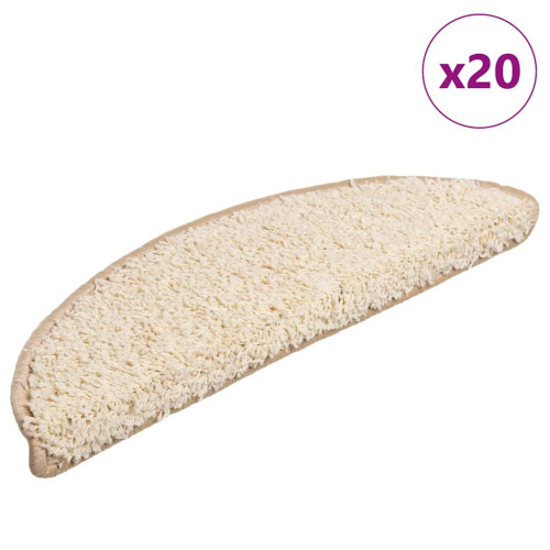 vidaXL Trappmattor 20 st 56x17x3 cm krämfärgade halvrunda